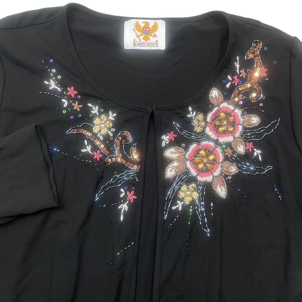 Ameri Mode Large (Size Tag Missing) Black Beaded … - image 2